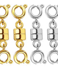 Magnetic Necklace Clasps And Closures Set With Double Open Bracelet Extender, 2 gold and 2 silver, durable and allergy safe.