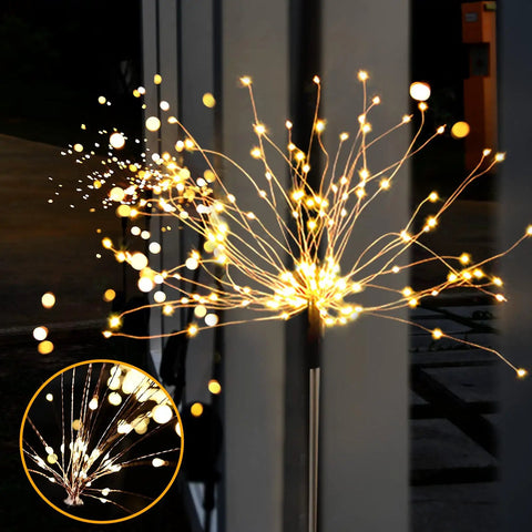 Five Pack Solar Firework String Lights Outdoor Waterproof With 600 LEDs And 40 Flexible Copper Wires Two Lighting Modes