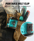 No Brainer 3 In 1 Laser Tape Measure With App Sync For Easy Data Transfer, 130 Feet Laser Distance Meter, 16 Feet Waterproof Digital Tape, Area Volume Pythagorean Mode, Rechargeable Battery And Fast App Connectivity. belt clip on tool pouch