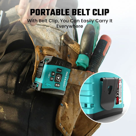 No Brainer 3 In 1 Laser Tape Measure With App Sync For Easy Data Transfer, 130 Feet Laser Distance Meter, 16 Feet Waterproof Digital Tape, Area Volume Pythagorean Mode, Rechargeable Battery And Fast App Connectivity. belt clip on tool pouch