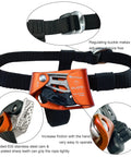 Orange upgraded foot ascender for rope 8-13mm right foot 4kN load with alloy body and regulating buckle, ideal for climbing gear