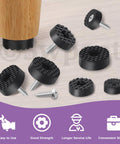 52 Piece Round Black Furniture Pad Set With Screws In 18mm 24mm And 30mm Sizes Heavy Duty Rubber Non Slip Bumpers for tables