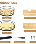 Components of Two-Tier Lazy Susan Snack Organizer With Grab-and-Go Design, Wood And Metal Snack Holder for assembly