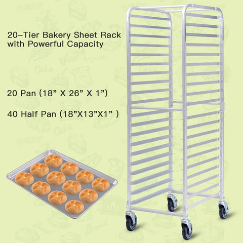 Heavy Duty 20 Tier Aluminum Bakery Rack That Rolls Real Smooth Lockable Caster Cooling Trolley Cart For Baking Donuts And Bread Total Kitchen Upgrade For Serious Pros