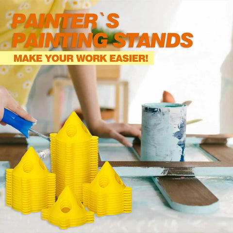 Painter using 56 Pack Pyramid Painter Stands For Canvas And Doors Elevate Your Paint Projects With Mini Cone Stands, Great For Cabinets