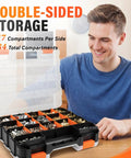 Double Sided 34 Compartment Tool Organizer With Clear Lid Grab And Go Four Pack Adjustable Dividers For Garages