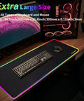 RGB Gaming Mouse Pad Oversized 31.5 By 11.8 Inches With 12 Light Modes Non Slip Rubber Base Large Keyboard Pad on desk setup