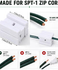 Badass 50 Pack Of Spt-1 Vampire Plugs For Christmas Light Wire Connectors And Diy Splice Cords Indoors Or Outdoors Powers Up String Lights With Zero Hassle In Bright White with SPT-1 zip cord connector.