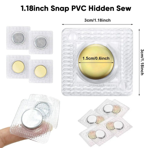 Sixty Four Piece Hidden Sew Magnetic Snap Kit delivers solid hold with 1.18 inch PVC snaps for fabric projects and bags.