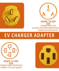 Image of No Fuss Plug And Play Nema 10-50P To 14-50R Adapter Connector for 50 Amp RV EV Charger with 3 Pin Male and 4 Prong Female.