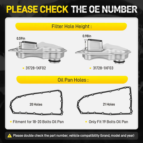 CVT Transmission Filter Oil Pan Gasket Kit With 20 Holes For JF011E RE0F10A RE0F10B with filter and gasket details