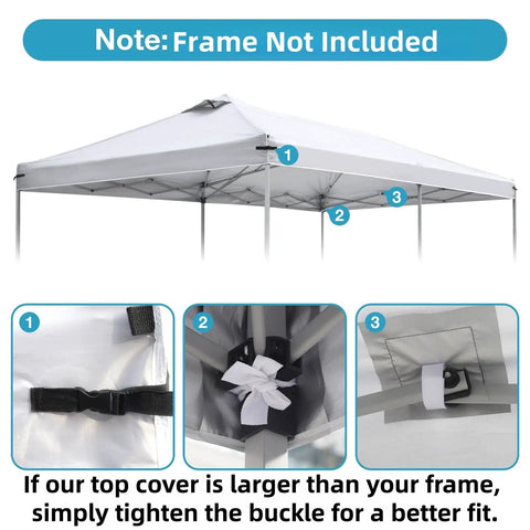 10x20 Canopy Replacement Top Cover With Air Vents For Outdoor Pop Up Gazebo Tent Top Only With Adjustable Straps Weatherproof And UV Guard White Frame Not Included Fits Most 10x20 Canopy Frames