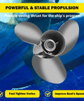 Front view of Stainless Steel Outboard Boat Propeller 14.25 Inch Diameter 21 Pitch 3 Blade Right Hand Rotation Fits Mercury Mercruiser Sterndrive 135 to 300HP Hub Kit Included Back Up Spare