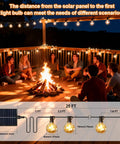 25Ft Solar String Lights Outdoor With Remote And Timer, Waterproof G40 LED Bulbs illuminating a backyard patio at night
