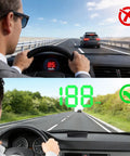 Comparison of driving with digital HUD speedometer projecting on windshield and without. HUD shows 188 MPH in bright daylight.