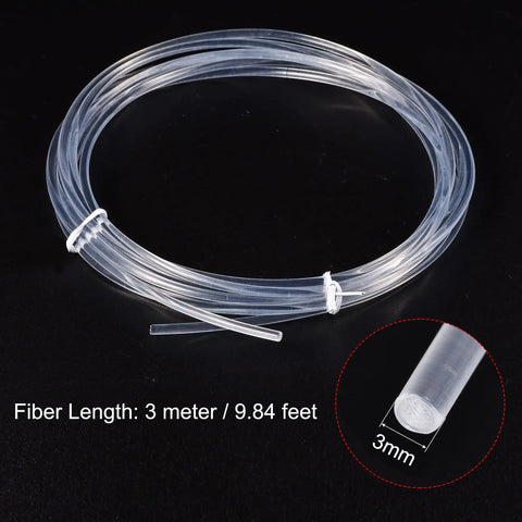 Heavy Duty PMMA Side Glow Fiber Optic Cable 3mm 3 Meter flexible light guide for ambient decor, shown coiled.