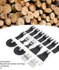 18 Piece Oscillating Multitool Blades Set With Universal Fit For Most Brands, shown arranged with diverse blade types on white