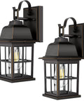 Two Pack Outdoor Wall Sconces With Solid Aluminum Oil Rubbed Bronze Finish, Weatherproof Wall Mount Lanterns That Stay Rust Free