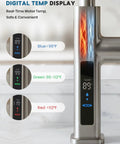 Touchless Pull-Out Kitchen Faucet with 6 Water Outlet Modes, Hands Free Motion Sensor Activated, Battery-Free Temperature Display, KF2209-PRO (Brushed Nickel) showing digital temperature display in real-time.