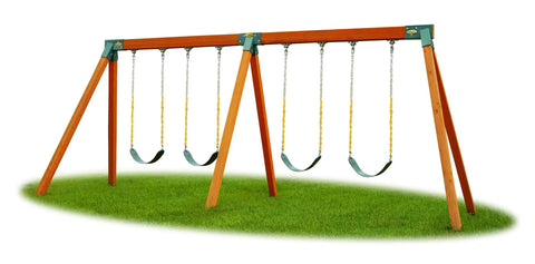 Classic DIY Swing Set Kit With Cedar Lumber Easy Brackets Four Sling Swings Heavy Duty Outdoor Backyard Playground Equipment For Kids And Families Weather Ready Durable Finish Plastisol Chains And Safe Hardware For Easy Assembly In Any Backyard