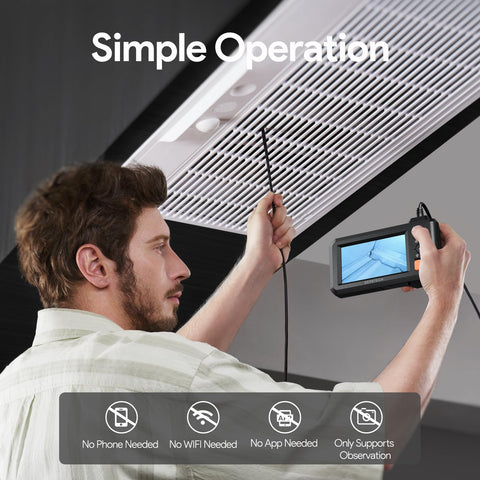 Person using Industrial Borescope Tool With 4.3 Inch IPS Screen Bluart 3.0 Tech HD Endoscope Camera to inspect air vent