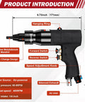 Pro Grade Heavy Duty Pneumatic Rivet Nut Gun Tool With 1 Quarter 5 Sixteenths 3 Eighths Self Locking Heads Embedded Muffler Vent Adjustable Speed