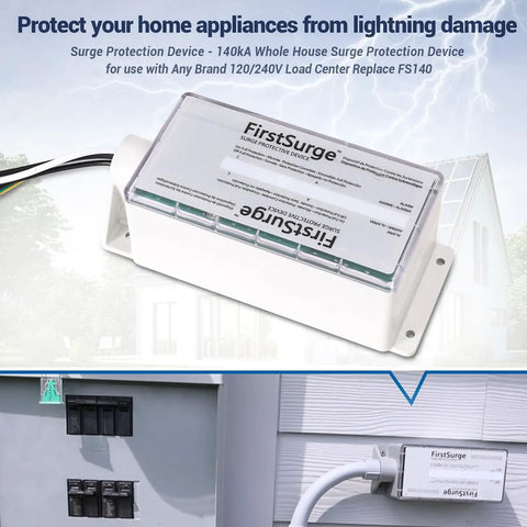 Whole House Surge Protector 140kA Per Phase For 120/240V Load Centers, Works With Any Brand Panels, FS140 Replacement