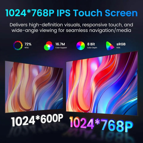 Chevy Cruze Car Stereo 2009 2015 10.4 Inch IPS touchscreen display comparison showing high-resolution graphics and color depth.