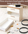 Straight Shooter Drawer Repair Kit With Six Heavy Duty Support Brackets And Commercial Screws To Solidify Loose Drawers And Upgrade Cabinetry Right Away, with drawer and tools.