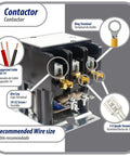 Heavy Duty 3 Pole Contactor 60 Amp 240 Volt Coil Replacement For HVAC Systems with terminal and wire specifications