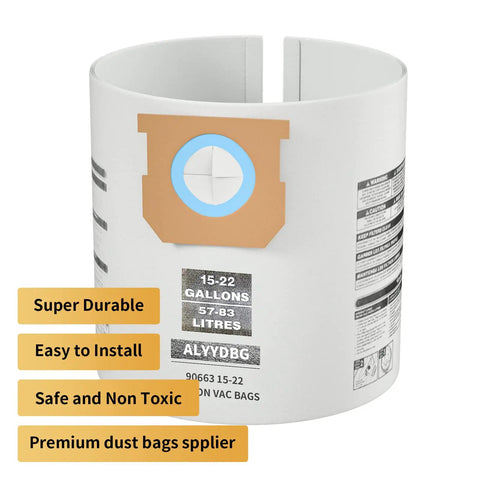 Ultimate Bulk Vacuum Bag Kit For 15 To 22 Gallon Wet Dry Vacuums Type G 90663 9066300 sitting upright with labeled features.