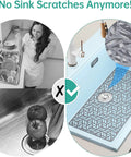 Silicone Sink Protector Mat For Kitchen Sink 28.25 X 15.25 Inches with rear drain hole preventing scratches in sink