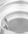 Close-up of fine mesh strainer in a Slick Stainless Steel Teapot With Fine Mesh Strainer 500ML Capacity Stovetop Tea Kettle.