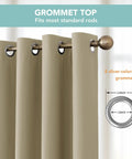 Dope Blackout Curtain Panels For Bedroom And Living Room Taupe 54 x 72 Inches 2 Panels Light Blocking Privacy Room Darkening Drapes With Silver Grommets showcased with 8 silver grommets on standard rod