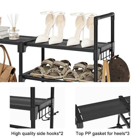 9 Tier Large Shoe Rack Organizer For Closet Holds 50 To 55 Pairs A Beast Of A Space Saver Sturdy Stackable Shoe Tower with shoes