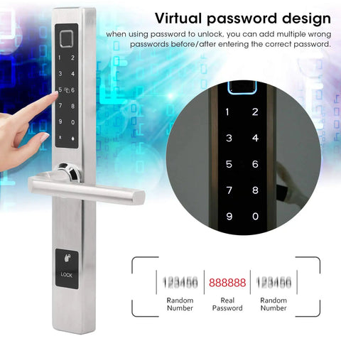 All In One Antitheft Door Lock With Waterproof Build And Fingerprint Password IC Card Mobile App Remote Unlock Key Backup