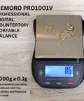 Pro Grade Jewelry Scale 1000G X 0.1G Readout, Portable Countertop Digital Scale With Crystal Clear LCD showcasing jewelry on scale