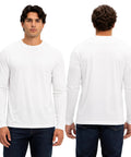 Two Pack Men's UPF 50 Plus Long Sleeve Sun Shirts Stay Dry Quick Dry Breathable Moisture-Wicking Tech Fabric Non See-Through Easy Care For Outdoor Adventures And Summer Workouts, front and back view.