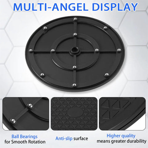 Buttery Smooth 10 Inch Lazy Susan Turntable Organizer black swivel platform with ball bearings for smooth rotation.