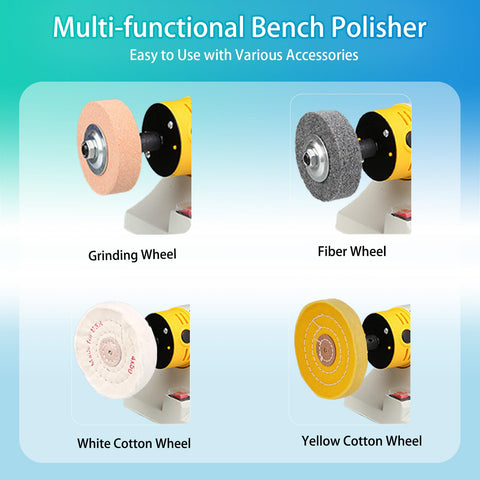Bench Polisher And Buffer With Variable Speed For Metal Wood Jade Pro Polishing Machine 15 Piece Accessory Set
