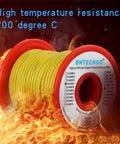 Badass 18 Gauge Yellow Silicone Wire 50 Feet Long Stranded Tinned Copper Core Hardcore Enough For Hot Rod Builds And Lighting Up Your Project With Effortless Solder Action Now on fiery background.