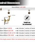 Custom Length Transparent Acrylic Railing Kit Straight Up Non Slip Handrail System dimensions for various lengths