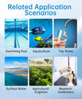 Image showing five application scenarios for Top Tier Free Chlorine Test Kit Boasting Fifty Rapid Action Tabs And Dead Easy Color Chart.