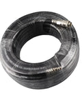 Heavy Duty Flexible Rubber Pneumatic Air Hose Kit 15 Meter Length 900 PSI Burst 5 Piece Compressor Accessory Set With Arrow Storage Case Fittings For Air Compressor Use On Projects Inside Garage Or Shop Top Tier Solid Gear Built To Last Forever coiled black hose with metal fittings