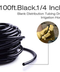 100 Ft One Quarter Inch Blank Distribution Tubing For Drip Irrigation, flexible black hose for garden use, coiled view