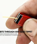 Close-up of Premium Stainless Steel Line Cutter for Fishing slicing line, showcasing its precision and ergonomic design.