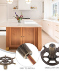 4 Piece Antique Cabinet Handles Set Vintage Drawer Knobs for Dresser and Closet Solid Bronze Steering Wheel Style Door Pulls