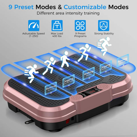 Vibration Plate Exercise Machine For Full Body Workout And Fat Burning, 400 Lbs Capacity, Lymphatic Drainage, Home Gym Rose Gold Platform