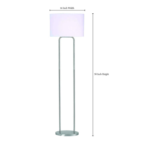 Duet Floor Lamp In Brushed Steel Finish For Modern Home Lighting 58 Inch Tall Arch Lamp With 16 Inch Wide Base And 10 Inch Extension