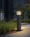 Premium Hardwired E26 Outdoor Pathway Light With Matte Black Finish And Elegant Walkway Lantern illuminating garden.